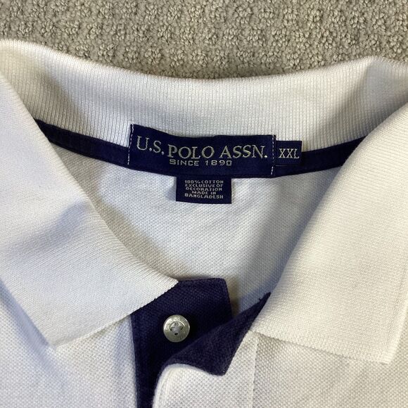 U.S. Polo Assn. White Polo Shirt Number 3 Size XXL Menswear Casual Short Sleeve - Picture 4 of 5